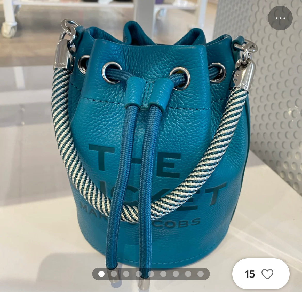 Blue Drawstring Bucket Bag